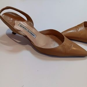 MANOLA BLAHNIK Slingback Pumps Dark Camel color SIZE 41